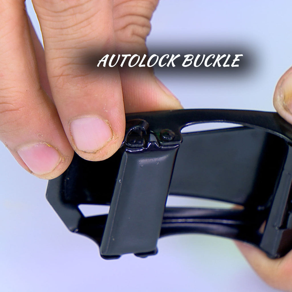 Men’s Auto Lock Belt with Free Sunglasses Combo | Adjustable No-Hole Belt, Stylish Buckle & UV Protection Shades