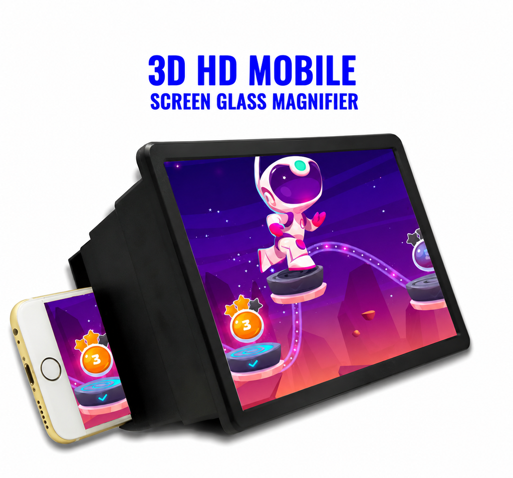 CinemaView™ 3D Screen Magnifier with Eye Protection + FREE Wireless Earbuds | Mobile Phone Screen Enlarger for Movies & Videos