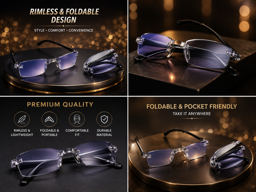Foldable Metal Frame Adaptive Power Reading Glasses Buy 1 Get 1 Free