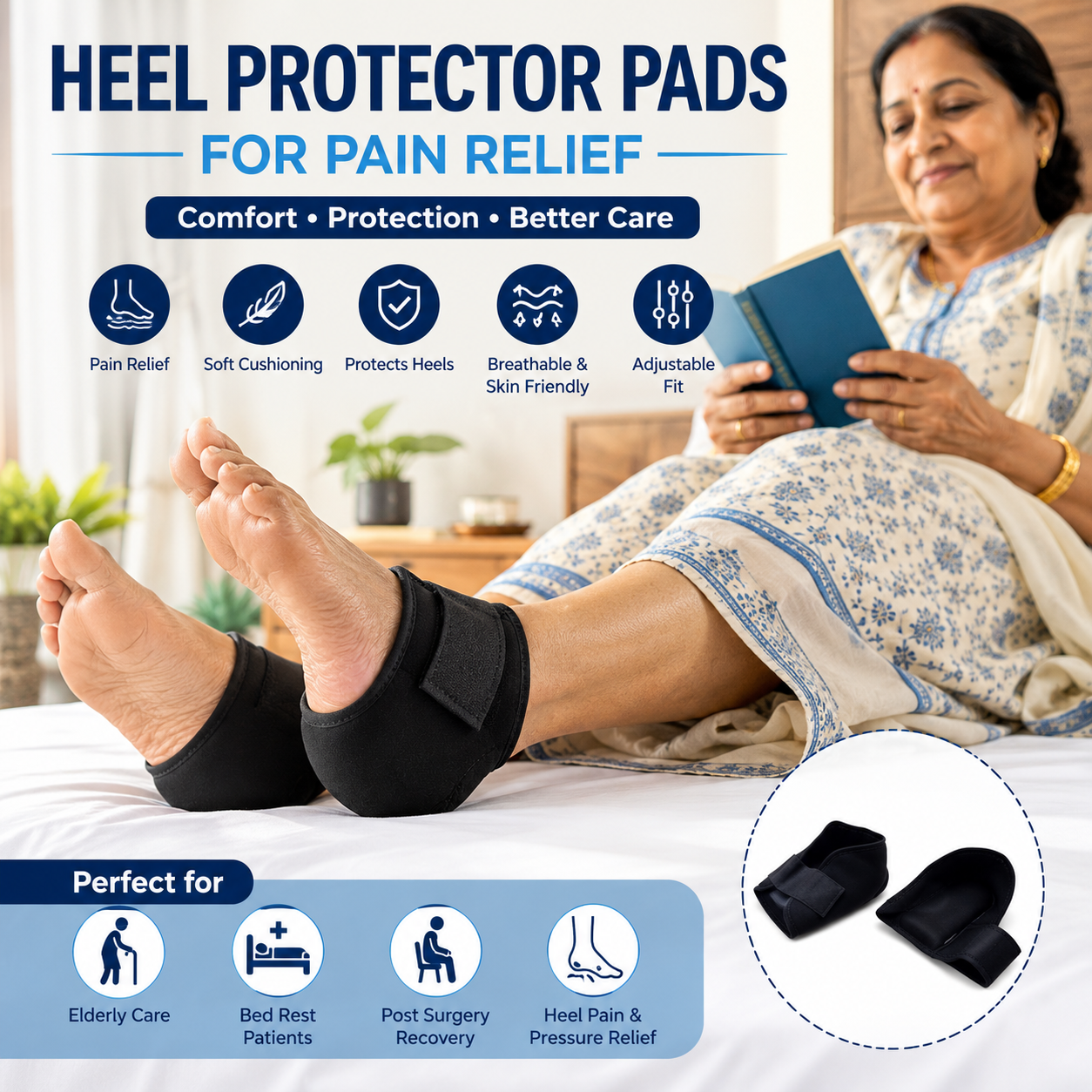Heel Comfort Pro™ Gel Support Pads | Adjustable Heel Pain Relief Cushions | Soft Breathable Heel Protectors for Daily Comfort