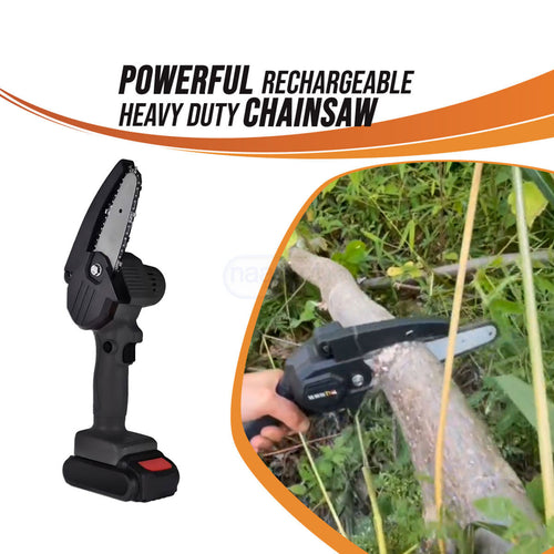 6-Inch Battery Powered Heavy Duty Mini Chainsaw | Cordless Electric Wood Cutter, One-Hand Portable & Rechargeable