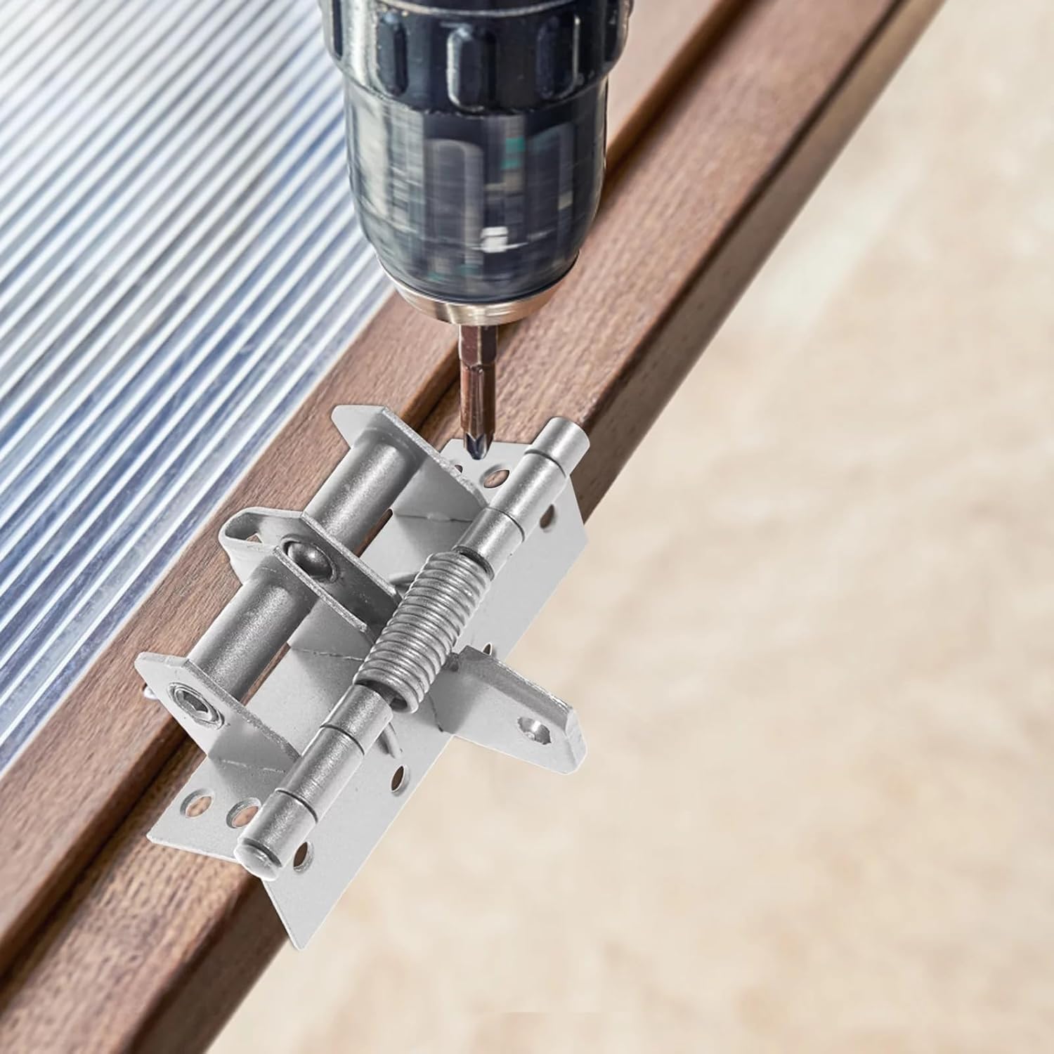 Heavy Duty 3-in-1 Self-Closing Garage Door Hinge - Automatic Spring Hinge with 90° Positioning, Anti-Rust Folding Shelf Hinge & Invisible Door Closer