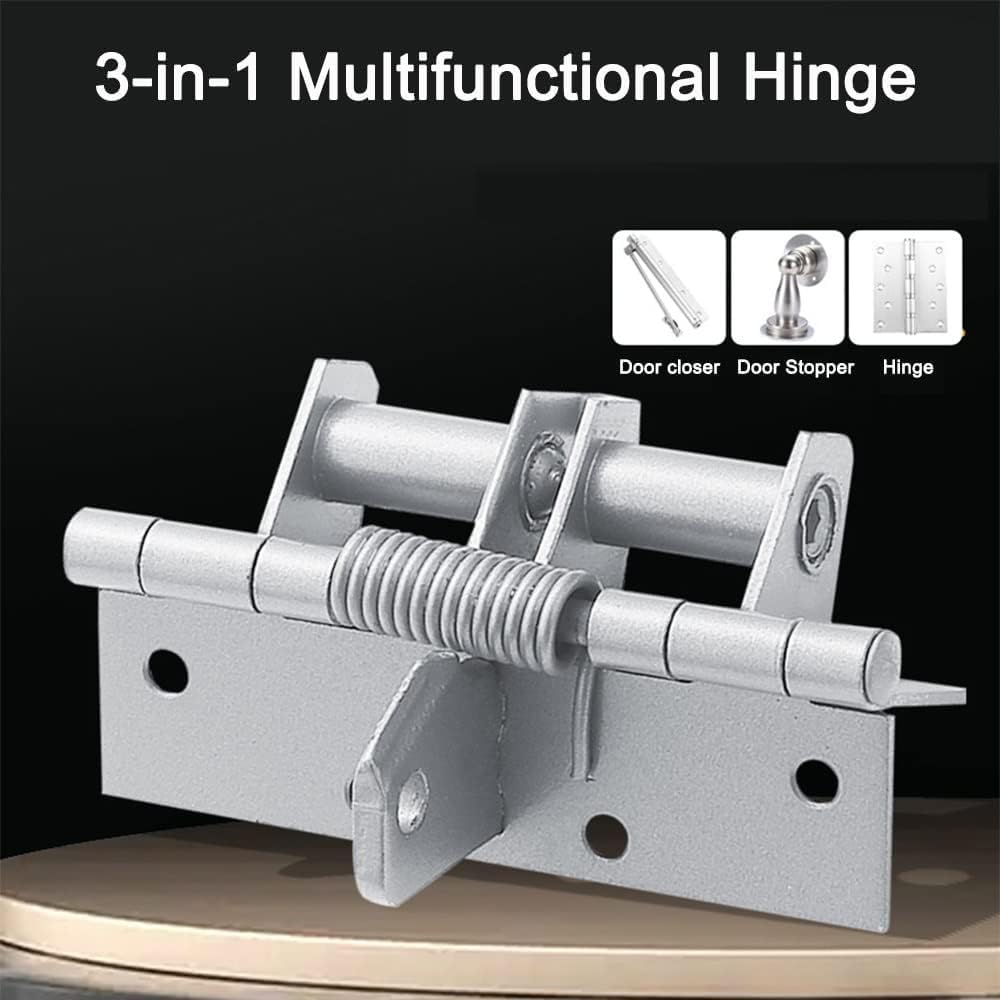 Heavy Duty 3-in-1 Self-Closing Garage Door Hinge - Automatic Spring Hinge with 90° Positioning, Anti-Rust Folding Shelf Hinge & Invisible Door Closer