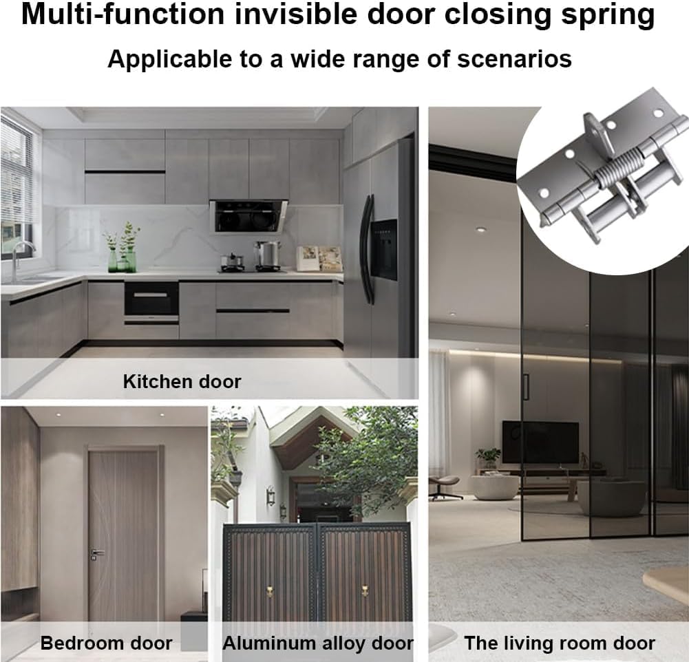 Heavy Duty 3-in-1 Self-Closing Garage Door Hinge - Automatic Spring Hinge with 90° Positioning, Anti-Rust Folding Shelf Hinge & Invisible Door Closer