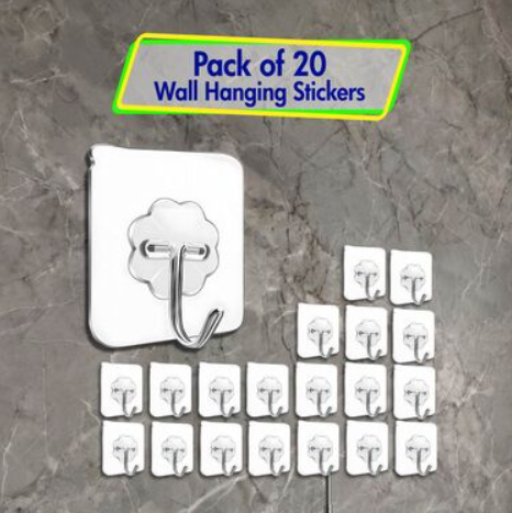 StickHold™ Heavy-Duty Wall Hanger Stickers (Pack of 20) | No-Drill Self-Adhesive Hooks | Multi-Purpose Wall Organizers