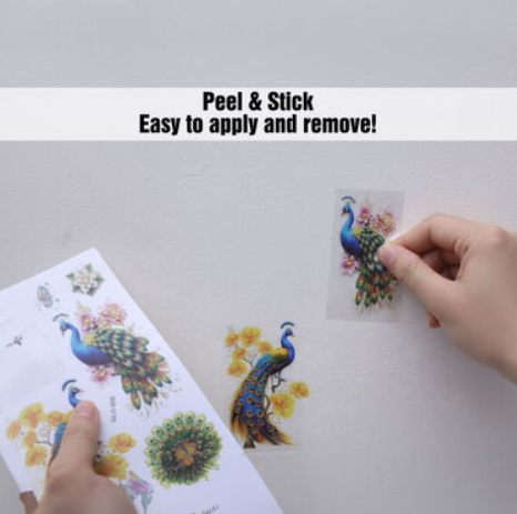 PeacockGlow™ 3D Colorful Peacock Wall Sticker Set | Luxury Self-Adhesive Wall Décor | DIY Home Decoration Art