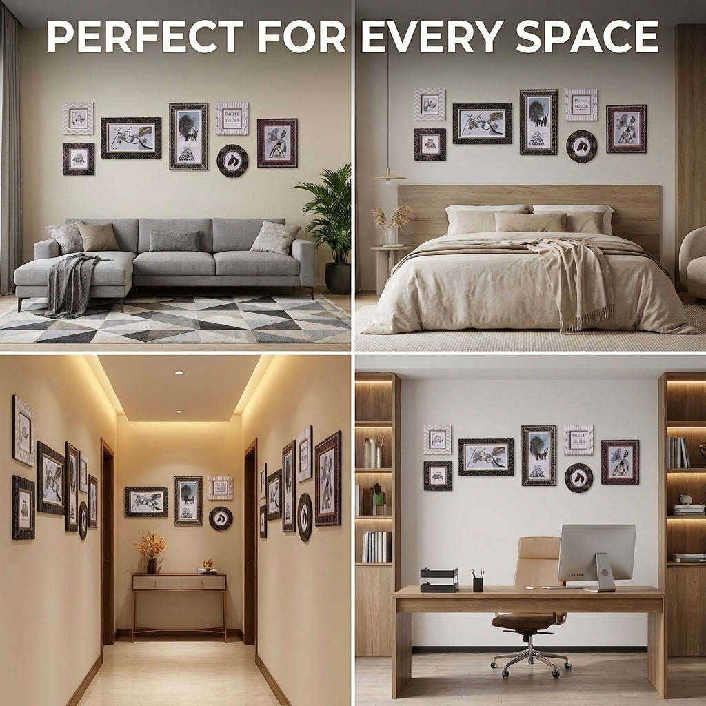 DecoraFrame™ Luxury 3D Wall Frame Sticker Set (Pack of 7) | DIY Peel & Stick Designer Wall Décor | Modern Home Makeover Art