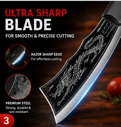 Dragon Power Cleaver Knife – Ultra Sharp Meat & Vegetable Cutter